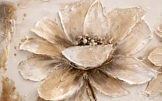 Cuadro Flores Beige y Dorado