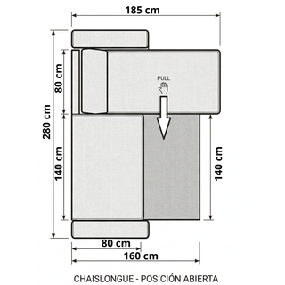 Sofá Cama Chaise Longue Negro