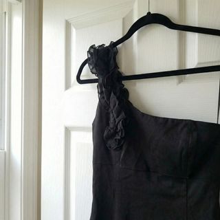 Vestido Zara Negro Hombro Asimétrico