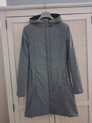 Giubbotto K-Way nero e grigio. Double face.