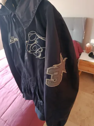 Chaqueta Bomber Estilo Americano Hombre Azul