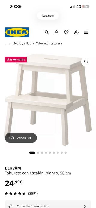 Taburete escalon madera blanco