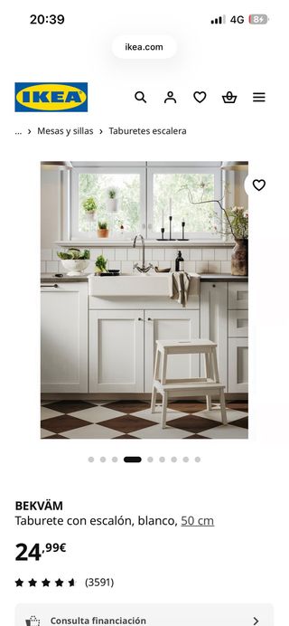 Taburete escalon madera blanco