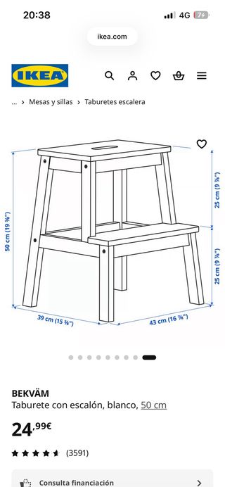 Taburete escalon madera blanco