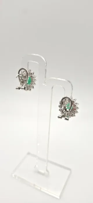 Pendientes Oro Blanco 18K con Esmeraldas