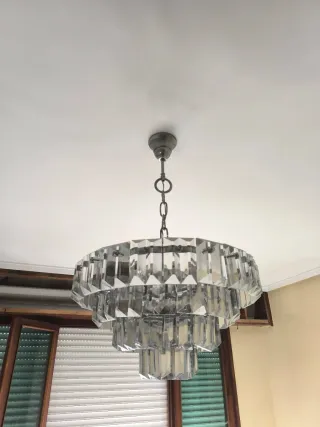 Lámpara de techo cristal y metal