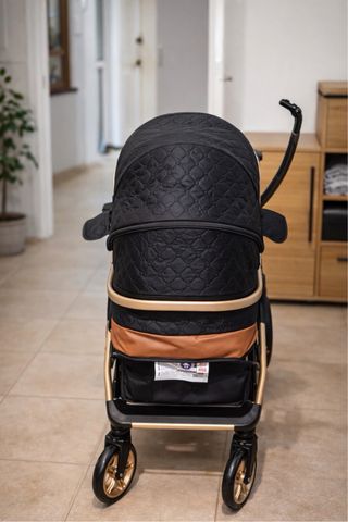 Carrito bebé 3 en 1 NUEVO negro y dorado