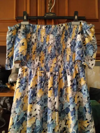 VESTIDO largo-maxi BOHO escote "Bardot" muy alegre