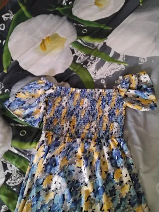 VESTIDO largo-maxi BOHO escote "Bardot" muy alegre