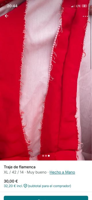 Traje de flamenca rojo lunares XL