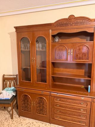 Mueble de salón vintage madera y cristal