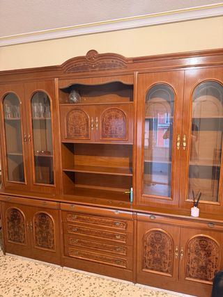 Mueble de salón vintage madera y cristal