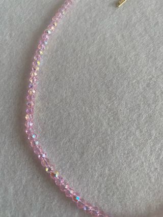 Colar com Cristais Rosa e Dourado