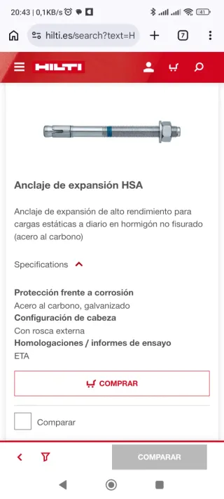 Anclajes HILTI HSA