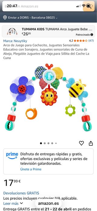 Mecedora Babybjorn mas arco animado