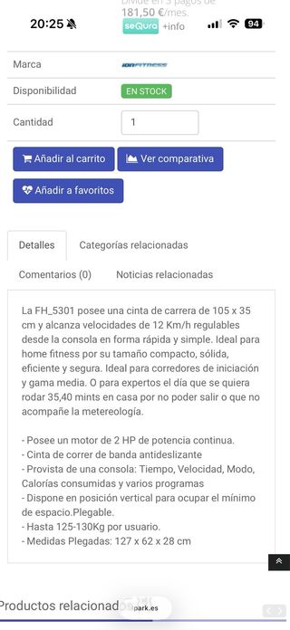 Cinta de correr plegable roja