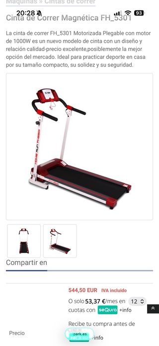 Cinta de correr plegable roja