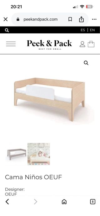 Cama infantil pequeña de madera