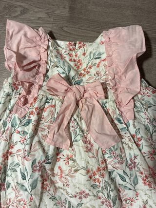 Vestido y braguita bebé flores rosa