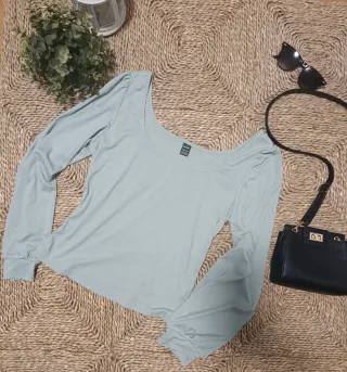 Camiseta manga larga verde agua Talla L