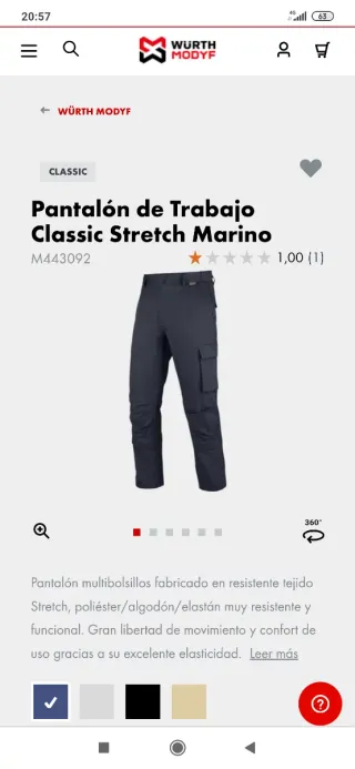 Pantalón de Trabajo Stretch Marino