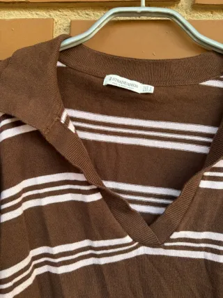 Jersey Stradivarius Rayas Marrón Rosa pastel