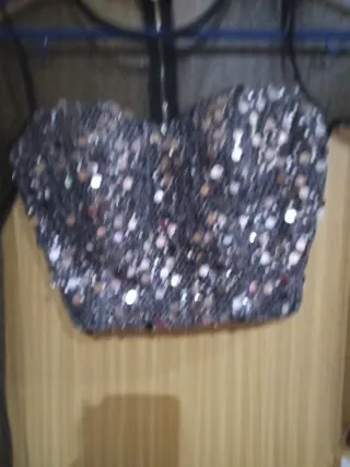 Top lentejuelas y rejilla S