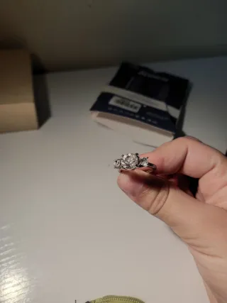 Anillo Plata Compromiso Diamantes