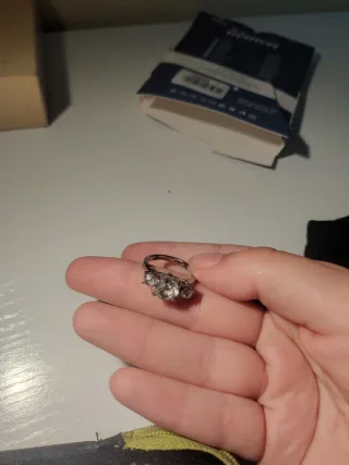 Anillo Plata Compromiso Diamantes