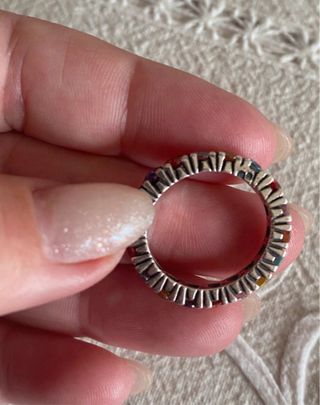 Anel Prata com Pedras Coloridas