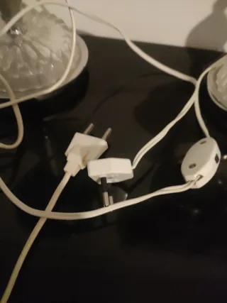 Lámparas antiguas de cristal y metal azul y verde