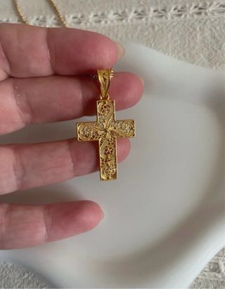 Pingente Cruz Filigrana Ouro
