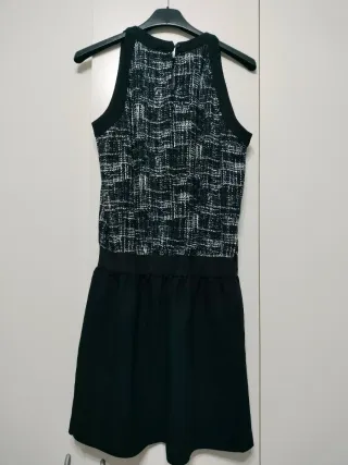 Vestitino donna fantasia tweed nero/bianco