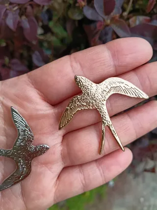 Pareja Broches Golondrinas Acero Inox