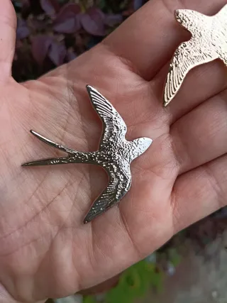 Pareja Broches Golondrinas Acero Inox