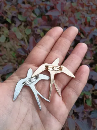 Pareja Broches Golondrinas Acero Inox