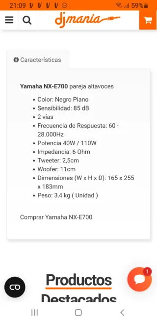 Yamaha NX-E700 dos altavoces