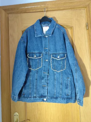 Chaqueta vaquera mujer con perlas