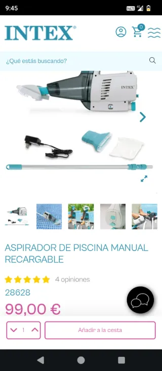 Aspirador Piscina Manual Intex Recargable