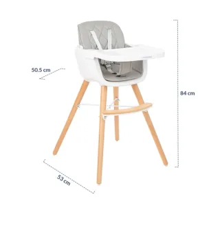 Trona infantil blanca y madera