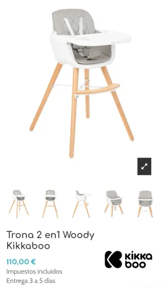 Trona infantil blanca y madera