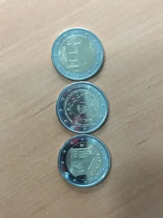 Lote 3 monedas 2€ Malta, Portugal, España