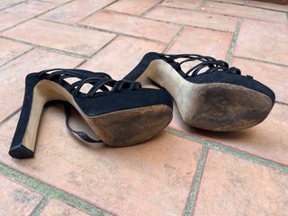 Sandalias Mango Tacón Negro Talla 38