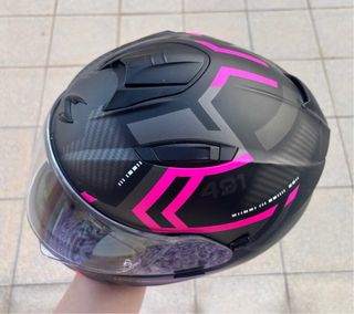 Casco Moto Talla M Negro Rosa