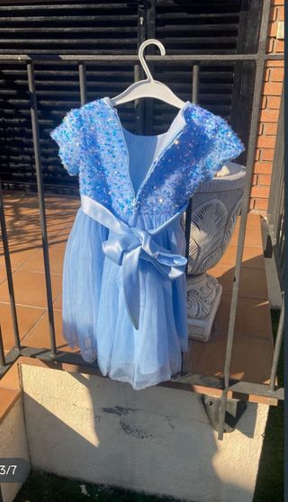 Vestido fiesta niña azul lentejuelas 110cm