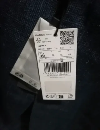 Chaqueta azul marino hombre Talla 56