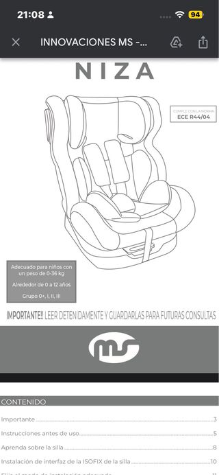 Silla infantil MS Niza impecable