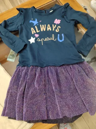 Lote vestidos niña T.9-10 (Beige/Morado)