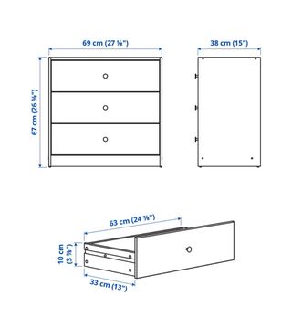 Cómoda GURSKEN IKEA beige.  1 mueblesde 3 cajones