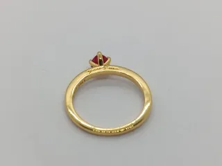 Anillo Pandora Corazón Rojo Dorado